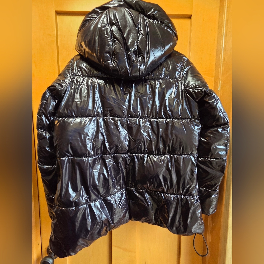 Sam Edelman | Glossy Hooded Puffer Jacket – Black – Women’s Small - Picture 11 of 12